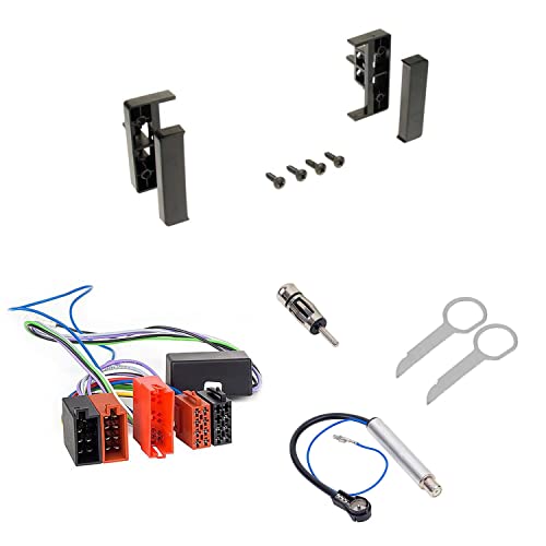 Audioproject A129 - Radioblende Set kompatibel für Audi A2 8Z - A3 8L - A4 B5 - A6 C5 - Autoradio Aktiv-Adapter 2X Antennenadapter DIN ISO Entriegelungsbügel von Audioproject