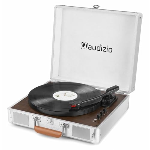Audizio RP320 Plattenspieler mit Bluetooth und Lautsprecher, Nadeldruck Einstellbar, Autostop, USB, RCA, Kopfhöreranschluss, Pitch Control, Aluminiumgehäuse von Audizio