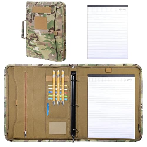 Taktischer Padfolio-Ordner mit Flugzeugbox und A4-Notizblock, 3-Ring, taktisches Militär-Notizbuch mit Reißverschluss, nachfüllbar für taktische Ausrüstung und Organizer (34,9 x 29,8 cm) von Augacage