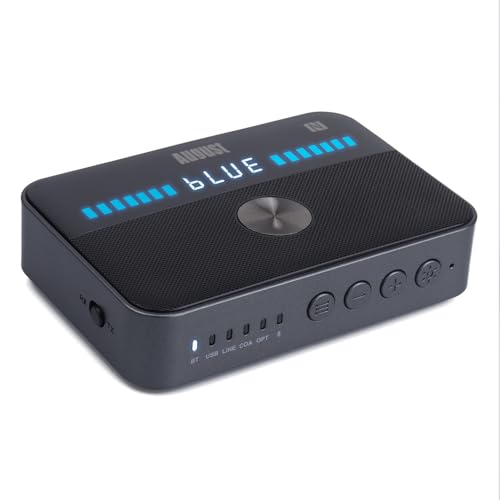 August MR285 Bluetooth 5.3 Sender Empfänger mit Akku für AUX RCA Optisch Koaxial USB -Bluetooth HiFi Audio Adapter Receiver mit NFC Multipoint Lautstärkeregelung Bypass für 2 Kopfhörer TV PC Auto von August