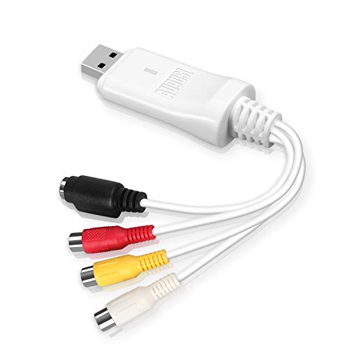 USB Video Grabber - [2023 Modell] August VGB300 - Audio Video Konverter zum Digitalisieren von VHS und Hi8 Kassetten - Plug&Play Video Capture Adapter für Windows und macOS von August