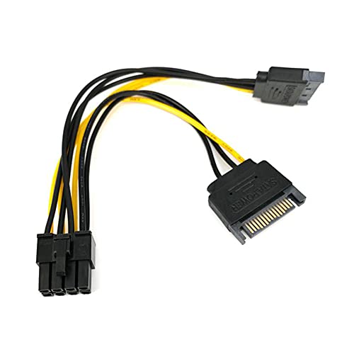 Aukson R37 SATA zu PCI-E Stromkabel, SATA 2X 15pin auf 8pin (6+2) PCI-Express Adapter, Y-Splitter für Grafikkarte, 18 cm von Aukson