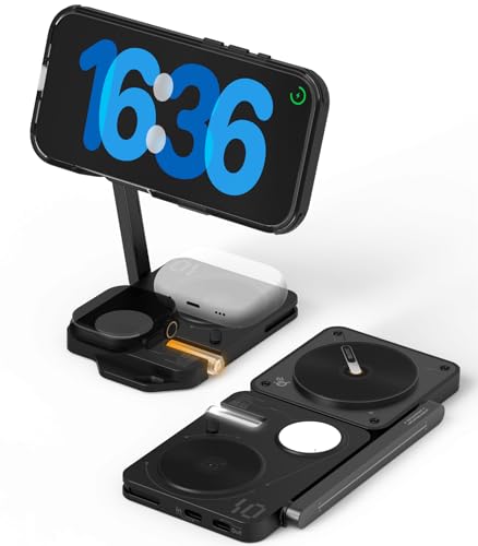 Aulumu M01 4-in-1 Qi2 Wireless Charging Station Kompatibel mit MagSafe | V2 Aktualisierte Version | Zusammenklappbares Magnetisches Wireless Charger für iPhone & Apple Watch/AirPods von Aulumu