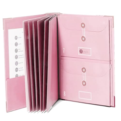 AuntYou Aktenordner mit Etiketten, niedlicher Papier-Organizer mit Reißverschlusstasche, tragbarer Dokumenten-Organizer für Zuhause, Büro, Rosa von AuntYou