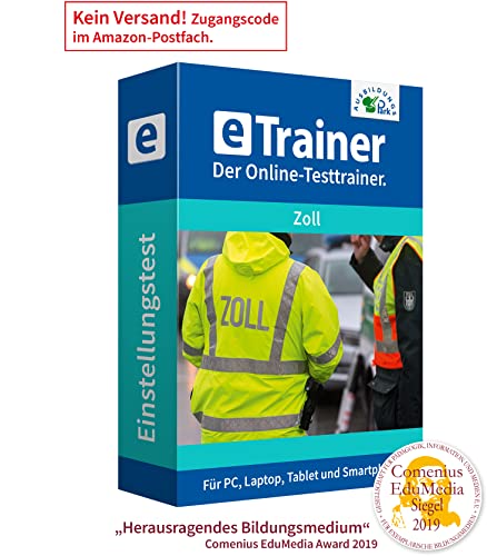 Einstellungstest Zoll 2024: eTrainer – Der Online-Testtrainer | Über 1.300 Aufgaben mit Lösungen: Allgemeinwissen, Sprache, Mathe, Logisches Denken, Konzentration und mehr | Eignungstest üben von Ausbildungspark