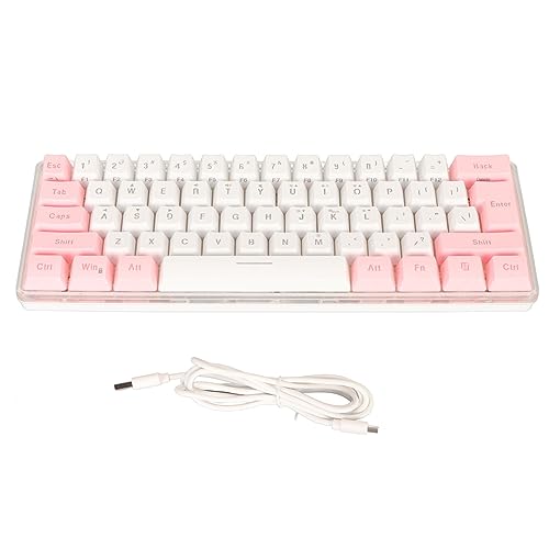 Ausla 60% Kabelgebundene Gaming-Tastatur, RGB-Tastatur mit 6 Hintergrundbeleuchtungseffekten, Kompakte 61-Tasten-Tastatur für 11 10 8 7 Vista, USB-Kabel, Plug-and-Play (Rosa Weiß) von Ausla