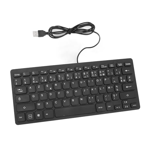 Ausla 78-Tasten-Tastatur, Ultraflache Sprachtastatur, USB-verkabelte Kompakttastatur für PC, Computer, Laptop, USB-verkabelte Tastatur (Französisches AZERTY-Layout) von Ausla