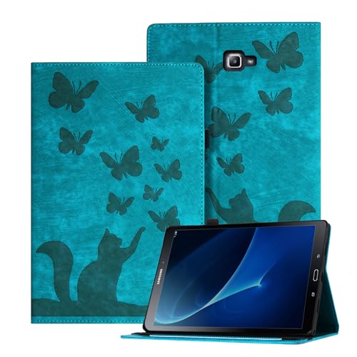 Auslbin Geprägte Galaxy Tab A 2016 Hülle 10.1", Schmetterlings und Katzen Themen Retro PU Leder Tablet Hülle für Galaxy Tab A6 (2016) 10.1", Grün von Auslbin