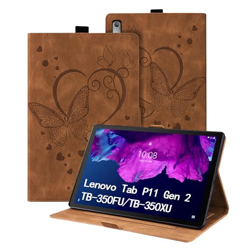 Auslbin Hülle für Lenovo Tab P11 (2nd Gen) 11.5 Zoll TB-350FU/TB-350XU 2022 PU Leder Case mit Stand Schutzhülle für Lenovo Tab P11 (2nd Gen) 11.5 Zoll, Braun von Auslbin