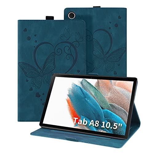 Auslbin Hülle für Samsung Galaxy Tab A8 10.5 Zoll 2021/2022 Schmetterling PU Leder Auto Schlaf/Aufwach Case mit Stand Schutzhülle für Samsung Galaxy Tab A8 10.5" SM-X200/SM-X205/SM-X207,Blau von Auslbin