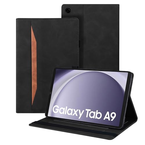 Auslbin Hülle für Samsung Galaxy Tab A9 8.7" 2023, Polether -Tablet Geeignet für Tab A9 (2023) SM-X110/SM-X115, Klassischer Lederstil Tablet Hülle, Schwarz von Auslbin