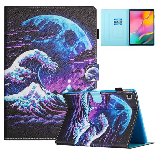 Auslbin Hülle für Samsung Galaxy Tab S6 Lite (2020/2022/2024) 10.4" Schutzhülle PU Leder Case Magnetisch Flip Cover mit Ständer für Samsung Galaxy Tab S6 Lite (2020/2022/2024) 10.4",Mondmeer von Auslbin