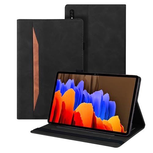 Auslbin Hülle für Samsung Galaxy Tab S8 Plus S7 Plus S7 FE 12.4" Schutzhülle PU-Leder mit der Stand Funktion Tablet Case für SM-X800 SM-T970 SM-T730 (Schwarz) von Auslbin