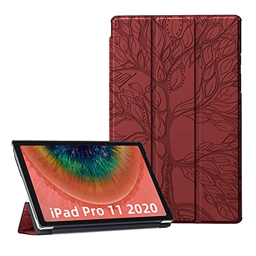 Auslbin Hülle für iPad Pro 11 Zoll,Modell 2021/2020/2018,PU Leder Flip Case mit Auto Schlafen/Wachen,Schutzhülle für iPad Pro 12.9 2021 (3.Generation)/2020 (2.Generation) Tablet,Rot von Auslbin