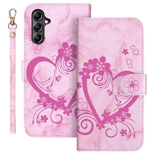 Auslbin Samsung Galaxy A35 5G Hülle 6.5" 2024 Hülle, Love PU-Leder SM-A356 Handyhülle mit Armband für Galaxy A35 5G Hülle, Rosa von Auslbin