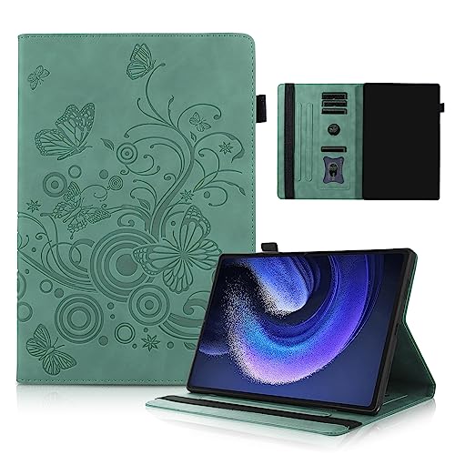 Austin Xiaomi Pad 6 11" Hülle, Folio Pu Tablethülle, für Xiaomi Pad 6 Pro, Anti-Kraper Tabletten Flip Schutzhülle, Schmetterling Tasche, Grün von Auslbin