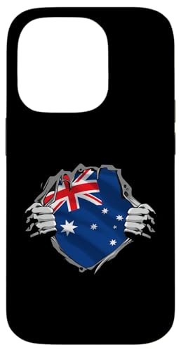 Hülle für iPhone 14 Pro Superhelden-Australien-Flagge, Aussie-Hände, Öffnung von Australian Patriotic Tees