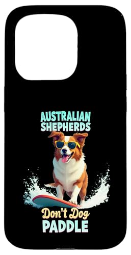 Cooler Australian Shepherd Surfing Dog Hülle für iPhone 15 Pro von Australian Shepherd Fun Designs