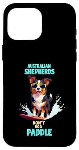 Cooler Australian Shepherd Surfing Dog Hülle für iPhone 16 Pro Max von Australian Shepherd Fun Designs