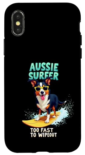 Cooler Australian Shepherd Surfing Dog Hülle für iPhone X/XS von Australian Shepherd Fun Designs