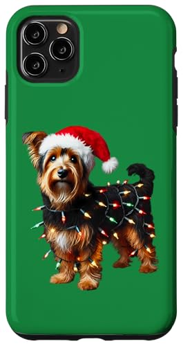 Hülle für iPhone 11 Pro Max Australian Terrier Hund Weihnachtsmannmütze Weihnachtsbeleuchtung Besitzer Mama von Australian Terrier Dog Christmas Products