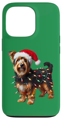 Hülle für iPhone 13 Pro Australian Terrier Hund Weihnachtsmannmütze Weihnachtsbeleuchtung Besitzer Mama von Australian Terrier Dog Christmas Products