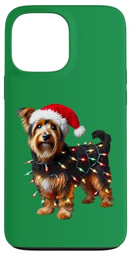 Hülle für iPhone 13 Pro Max Australian Terrier Hund Weihnachtsmannmütze Weihnachtsbeleuchtung Besitzer Mama von Australian Terrier Dog Christmas Products