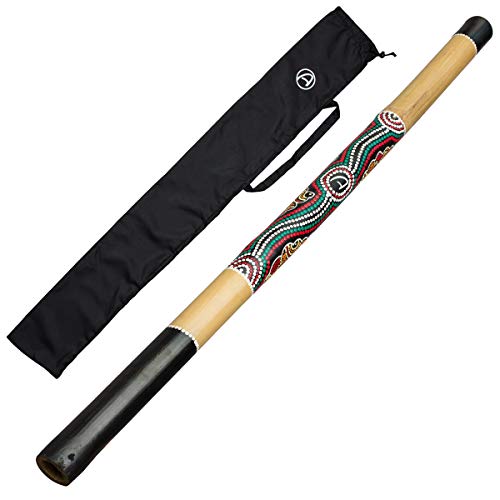 Australian Treasures - Einsteiger-Didgeridoo - 120cm - Aborigine-Motiven, Nylon-Tragetasche enthalten. KOSTENLOSER DIDGERIDOO-SCHLÜSSELANHÄNGER UND RABATTGUTSCHEIN FÜR DIDGERIDOO-UNTERRICHT INKLUSIVE von Australian Treasures