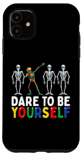 Hülle für iPhone 11 Skelett Dabbing Dare To Be Yourself Lustiger Autismus von Autism Awareness Autistic Support Gifts Store