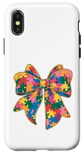 Schleifenband für Autismus-Bewusstseinsunterstützung, Tismus, Autistische Kokette Hülle für iPhone X/XS von Autism Women Men Kids Autistic Acceptance Gifts