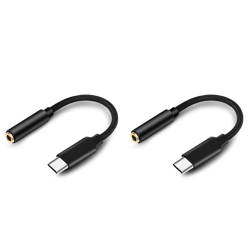 AutoSwan 2X Typc-Zu-Kopfhörer-Adapter für Android-Telefone, Typ-C-Zu-3,5-mm-Audio-Adapter-Schnittstellenkabel (Schwarz) von AutoSwan