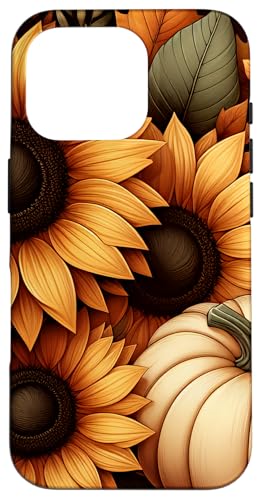 Hülle für iPhone 16 Pro Kürbisse Sonnenblumen Herbstblätter Herbstsaison Halloween von Autumn Floral & Harvest Themed Pumpkins Sunflowers