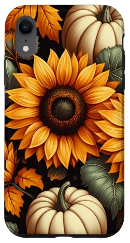 Hülle für iPhone XR Herbstlaub Herbstsaison Halloween Kürbisse Sonnenblumen von Autumn Floral & Harvest Themed Pumpkins Sunflowers