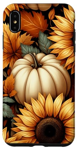 Hülle für iPhone XS Max Herbstlaub Herbstsaison Halloween Kürbisse Sonnenblumen von Autumn Floral & Harvest Themed Pumpkins Sunflowers