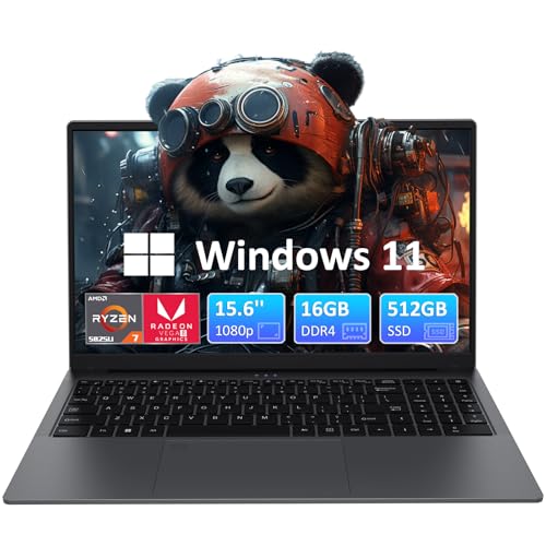 Auusda Gaming Laptop, AMD Ryzen7 5825U CPU(4.5 GHz) 15.6 Zoll Full HD Notebook, Fingerprint Reader, Privacy Shutter, HDMI, USB-C, Windows 11 Pro, Thin and Light Laptop (16G+512GB) von Auusda