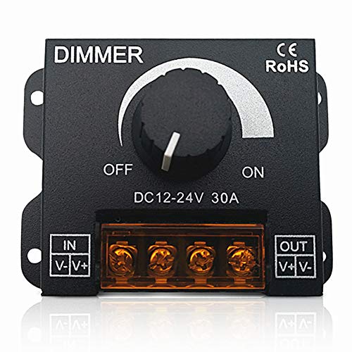 Dimmer 12 V 24 V 30 A Einfarbiger LED-Regler für Lichtband Lampe LED-Streifen Beleuchtungssteuerung Helligkeit Schwarz [Energieklasse A] von Auveach