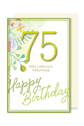 75 Geburtstag Karte Grußkarte Präge Foliendruck Alles Liebe zum Geburtstag 16x11cm von AvanCarte