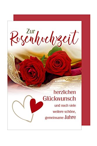 Rosen-Hochzeit 10 Jahre Grußkarte Karte Hochzeitstag Herz 16x11cm von AvanCarte