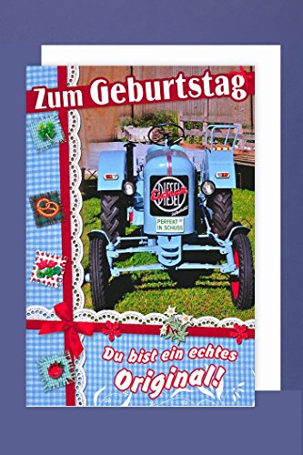 Traktor Geburtstag Karte Grußkarte Landwirt Bauer Oldtimer 16x11cm von AvanCarte