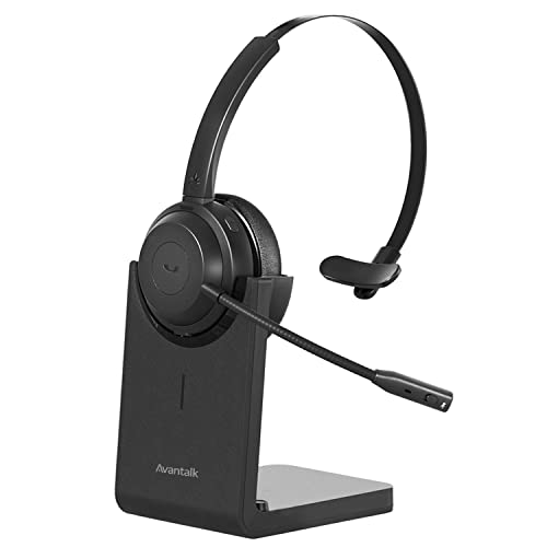 Avantalk Alto Solo - Qualcomm Kabelloses Headset mit CVC-Mikrofon Rauschunterdrückung für PC Laptop und Homeoffice, mit Ladeständer, Stummtaste, Wireless, Bluetooth, aptX und Kabel-Kopfhörer-Option von Avantalk