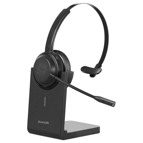 Avantalk Alto Solo - Qualcomm Kabelloses Headset mit CVC-Mikrofon Rauschunterdrückung für PC Laptop und Homeoffice, mit Ladeständer, Stummtaste, Wireless, Bluetooth, aptX und Kabel-Kopfhörer-Option von Avantalk