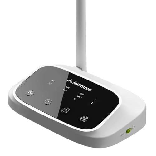 Avantree Oasis C – Bluetooth Audio Transmitter Empfänger für TV mit Dual-Link-Funktionen, Pass-Through-Funktionen und ohne Audio-Delay, große Klasse 1-Reichweite, LED-Anzeige, optischer AUX-Anschluss von Avantree