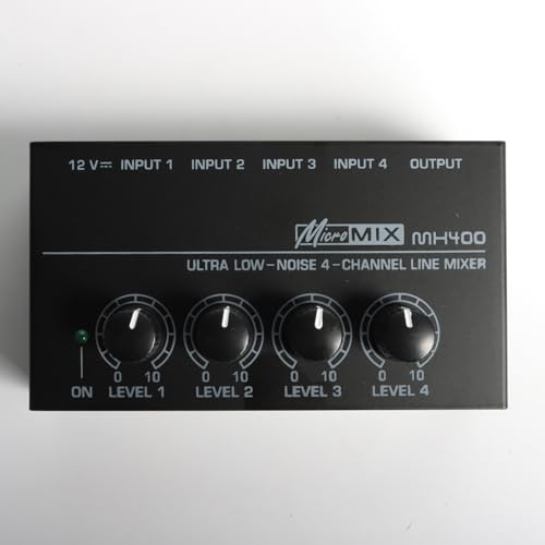 Aveek Mini Audio Mixer, 4-Channel, 1/4'' Stereo Interface，ultra-low noise audio performance, individually adjustable volume levels,Can be used for microphones, guitars and many other instruments von Aveek