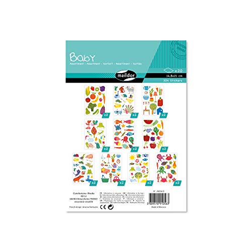 Maildor AE056O Baby Stickers Packung (mit 20 Bögen in Format DIN A5, 14,8 x 21cm, ideal für Kinder ab 2 Jahren) 1 Pack bunt von Maildor