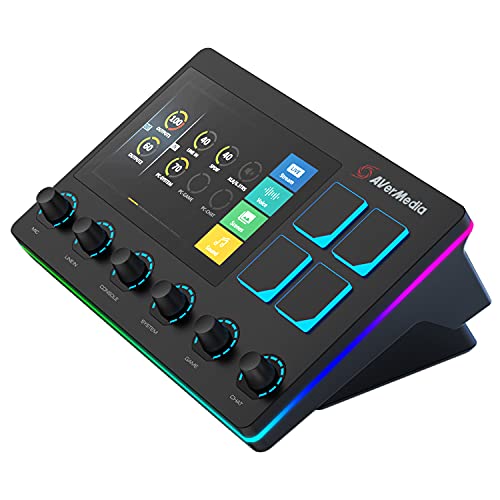 AVerMedia Live Streamer AX310 - 6-Spuren Audio Mixer mit IPS-Touchscreen zur Interaktion sowie Aktionen für OBS, Streamlabs Spotify, VTube von AverMedia