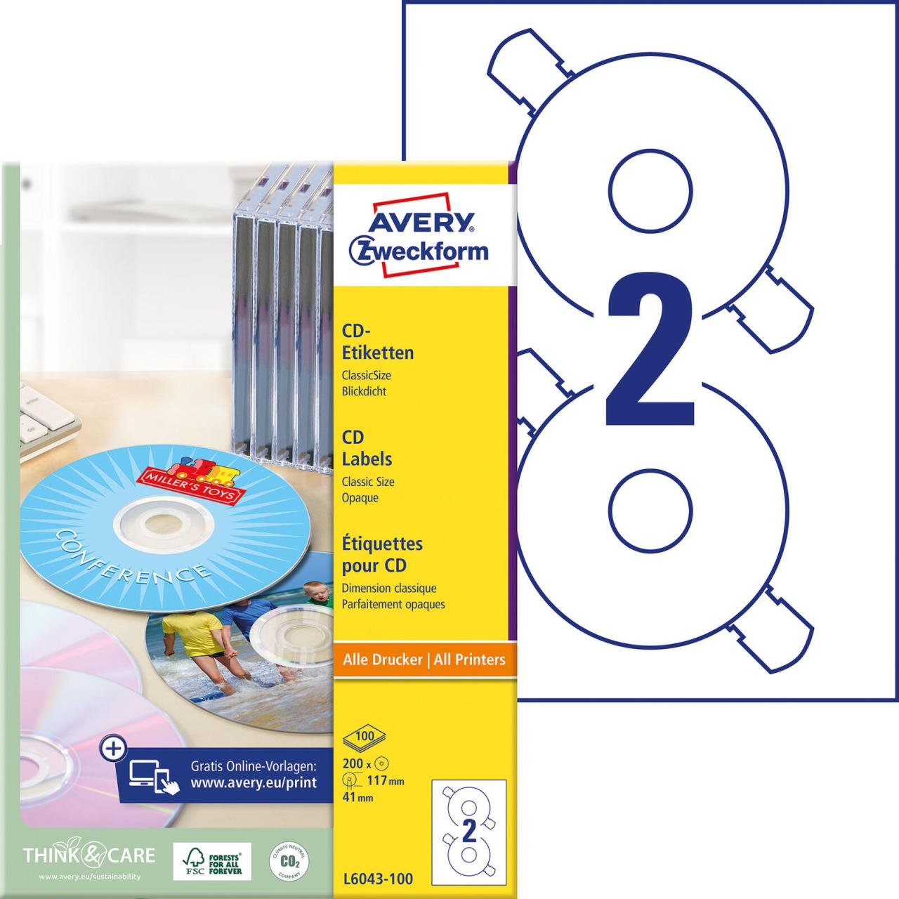 AVERY Zweckform CD-Etiketten ClassicSize von Avery Zweckform