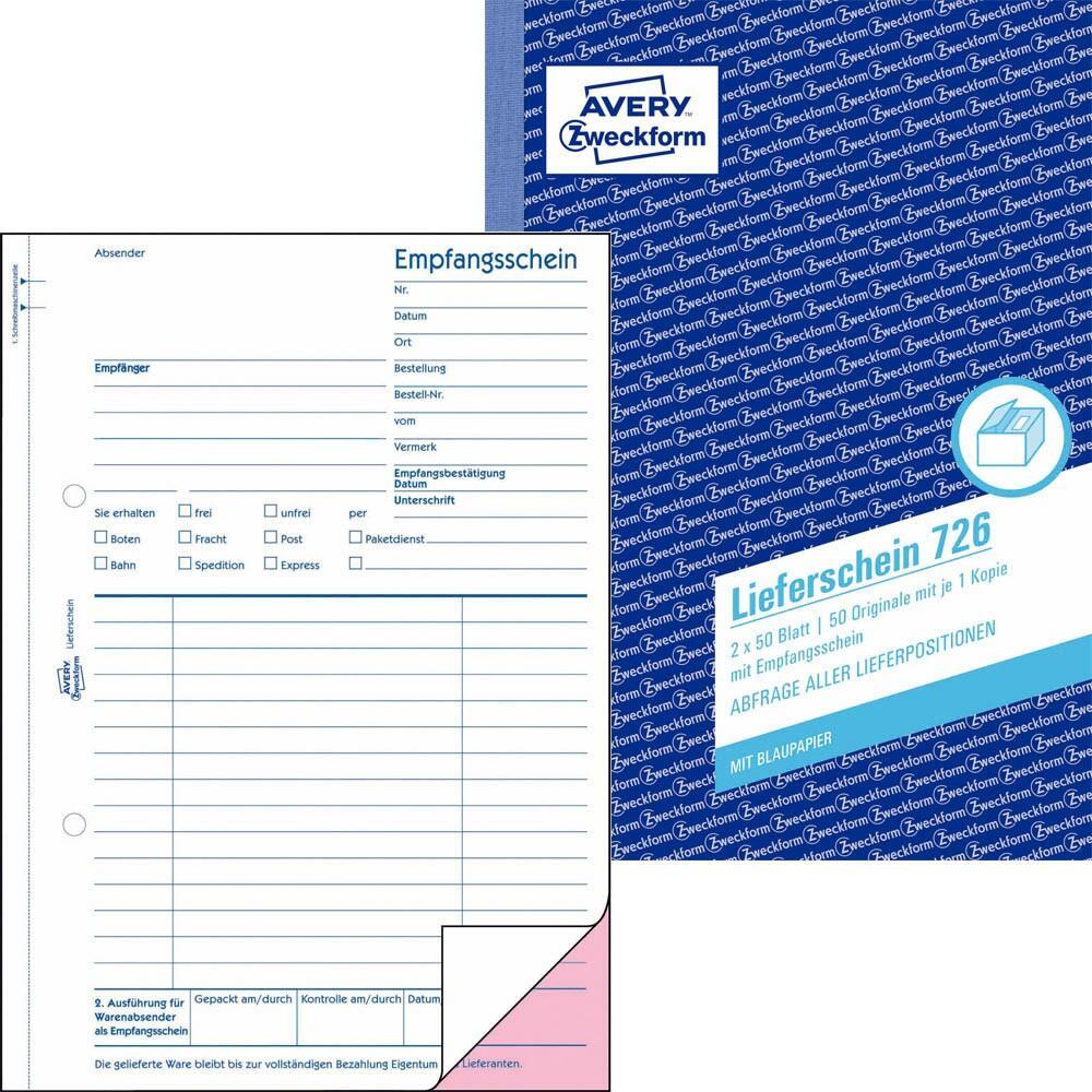 AVERY Zweckform Lieferschein mit Empfangsschein 726 von Avery Zweckform