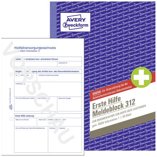 Avery-Zweckform Erste Hilfe Meldeblock DIN A5 Blau 312 von Avery-Zweckform