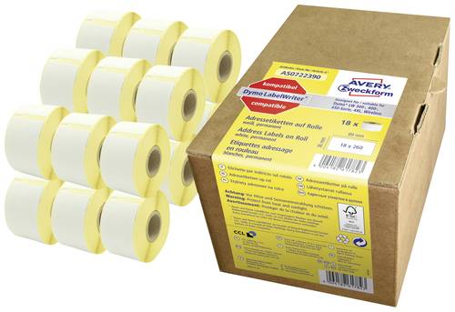 Avery-Zweckform Etiketten 89 x 36mm Papier Weiß 4680 St. Permanent haftend AS0722390 Adress-Etikett von Avery-Zweckform