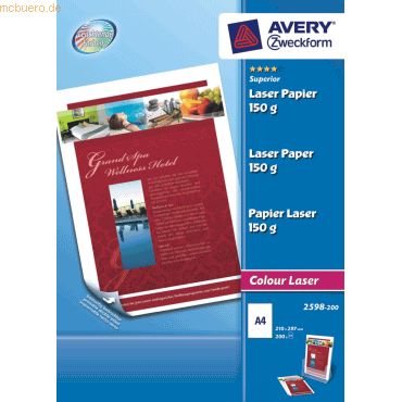 Avery Zweckform Fotopapier Laser A4 50g/qm VE=200 Blatt beidseitig hoc von Avery Zweckform